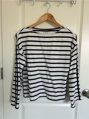 Striped 100% Cotton Boatneck Sweater (S)